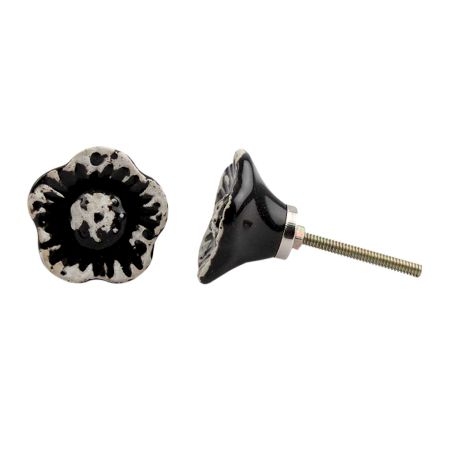 Black Daffodils Ceramic Etched Dresser Knob Online